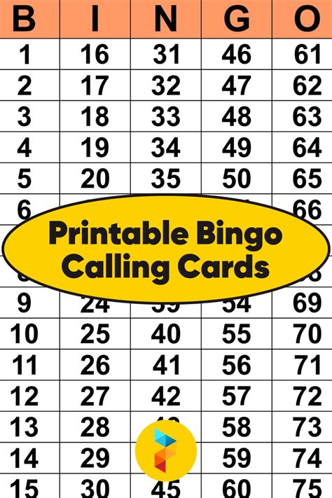 Bingo Calling Cards Printable Free